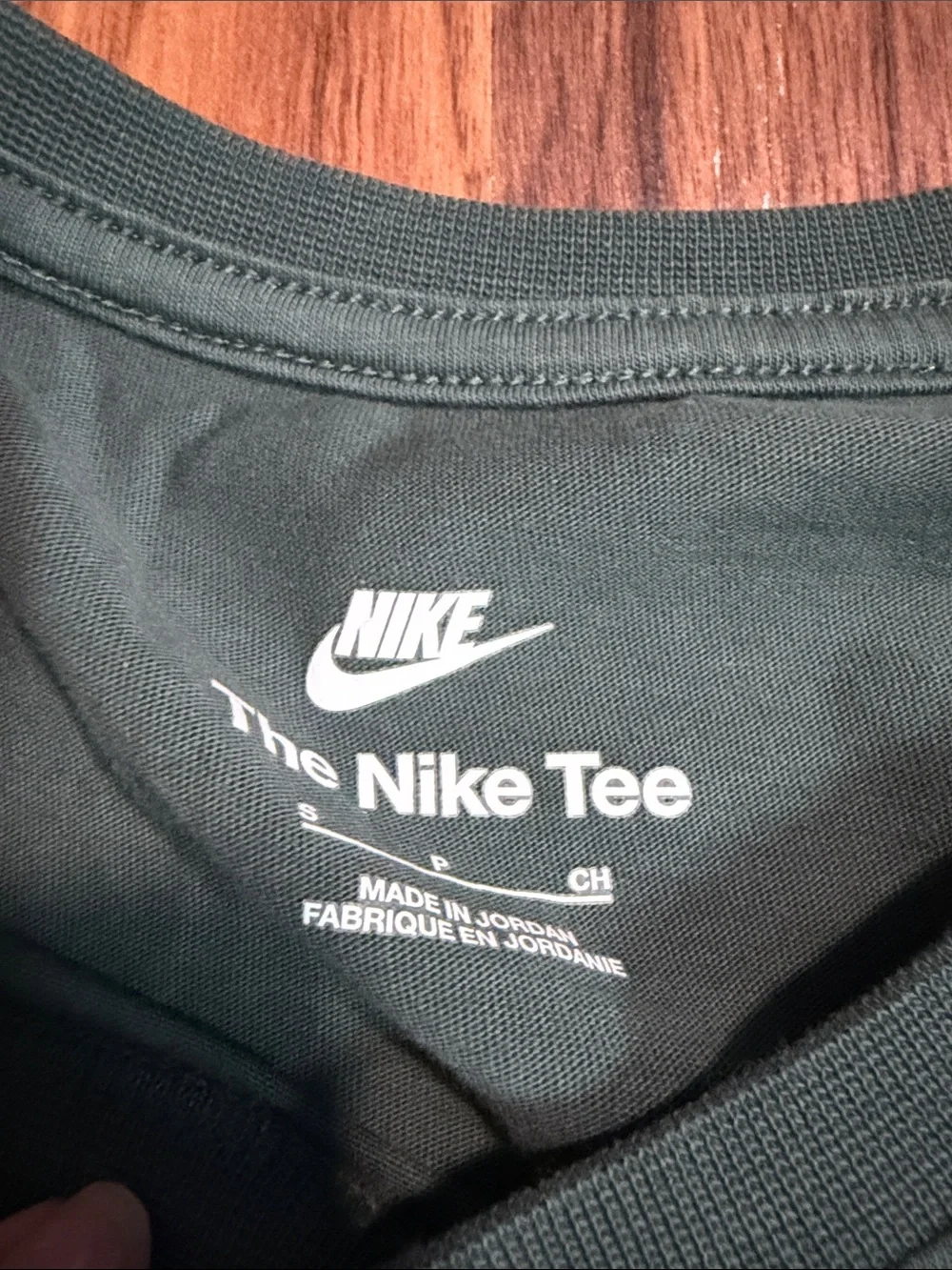 Nike Long-Sleeve Crew Tee in Dark Green with White Logo